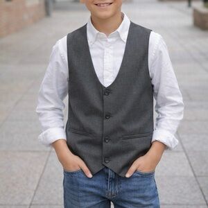 Perry Ellis Boy U-Neck Suit Vest Grey